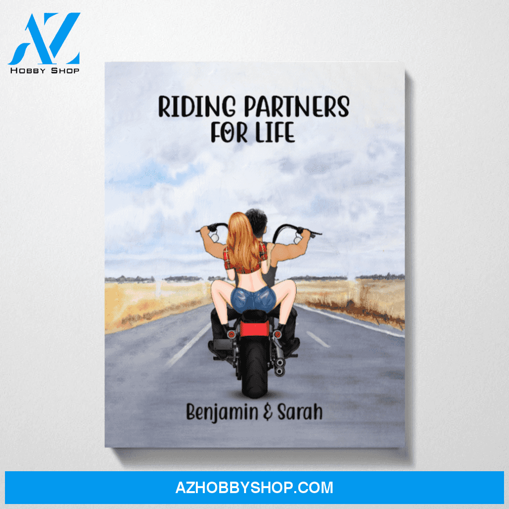 Personalized Canvas, Motorcycle Couple, Custom Gift for Bikers