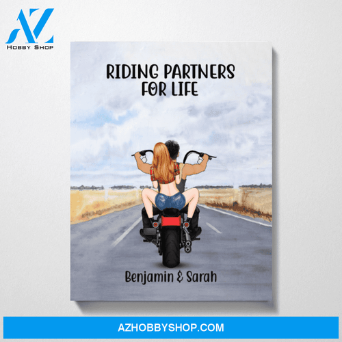 Personalized Canvas, Motorcycle Couple, Custom Gift for Bikers