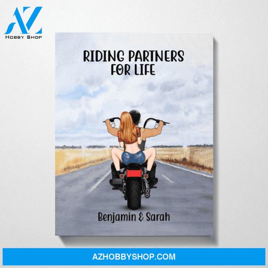 Personalized Canvas, Motorcycle Couple, Custom Gift for Bikers
