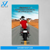 Personalized Canvas, Motorcycle Couple, Woman Riding, Gift for Motorcycle Lovers, Gift for Couple, Riders
