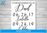 Personalized Canvas, My biggest blessings call me DAD Canvas And Poster, Wall Decor Visual Art, Gift Father's Day