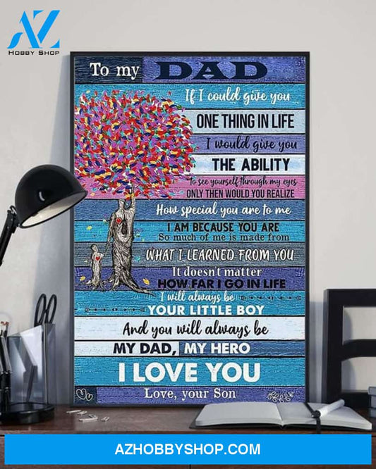 Personalized Canvas, My Dad My Hero I Love You Canvas And Poster, Wall Decor Visual Art, Gift Father's Day