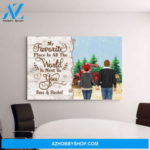 Personalized Canvas, My Favorite Place In All The World Is Next To You, Couple Holding Hands, Christmas Gift For Couples