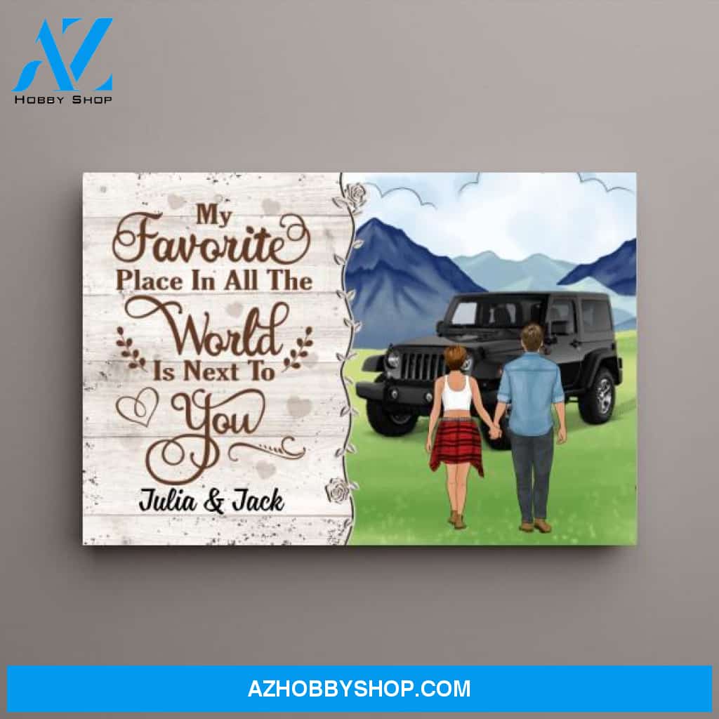 Personalized Canvas, My Favorite Place In All The World Is Next To You, Gift for Couples, Car Lovers