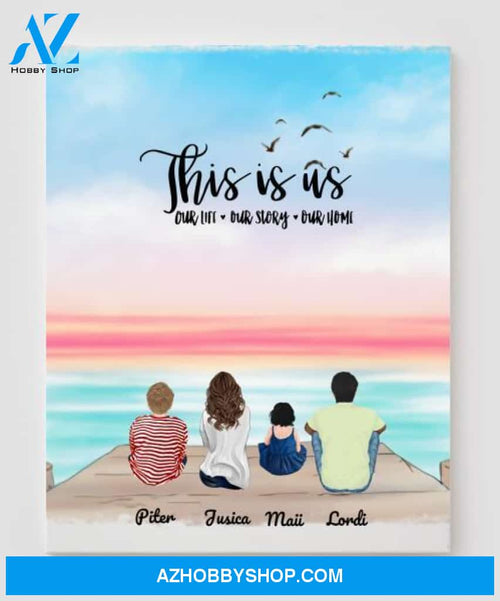 Personalized Canvas, Gifts For The Whole Family Canvas Wall Art, Wall Decor Visual Art Fathers Day Gifts, My Poster Wall Fathers Day  - 4 People In The Family V4