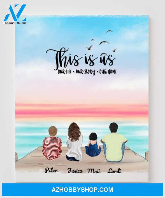 Personalized Canvas, Gifts For The Whole Family Canvas Wall Art, Wall Decor Visual Art Fathers Day Gifts, My Poster Wall Fathers Day  - 4 People In The Family V4