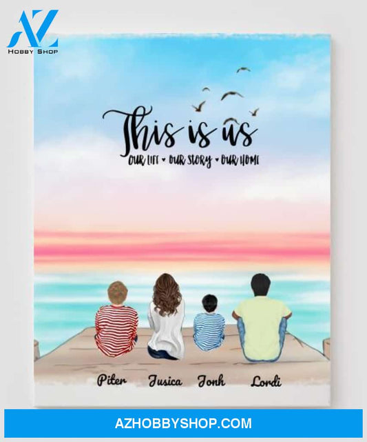 Personalized Canvas, Gifts For The Whole Family Canvas Wall Art, Wall Decor Visual Art Fathers Day Gifts, My Poster Wall Fathers Day  - 4 People In The Family V5