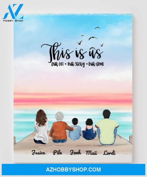 Personalized Canvas, Gifts For The Whole Family Canvas Wall Art, Wall Decor Visual Art Fathers Day Gifts, My Poster Wall Fathers Day  - 5 People In The Family V6