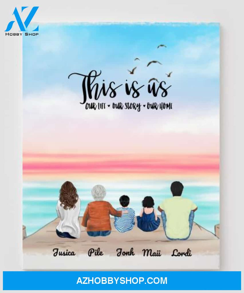 Personalized Canvas, Gifts For The Whole Family Canvas Wall Art, Wall Decor Visual Art Fathers Day Gifts, My Poster Wall Fathers Day  - 5 People In The Family V6