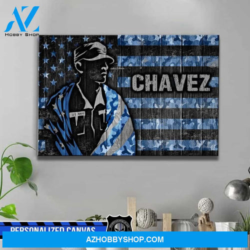 Personalized Canvas – Navy Hero And Flag – Canvas