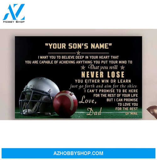 Personalized Canvas, never lose american football Canvas And Poster, Wall Decor Visual Art Gift Father's Day