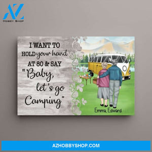 Personalized Canvas, Old Couple Camping, Baby Let's Go Camping, Gift for Camping Lovers