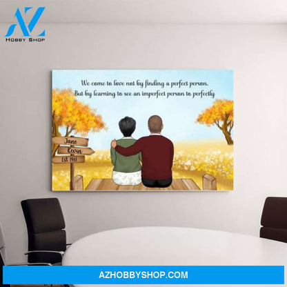 Personalized Canvas, Old Couple In Autumn, Anniversary Gift for Parents, Old Couple