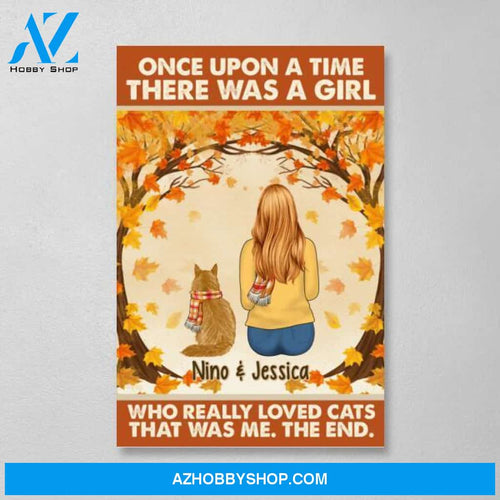 Personalized Canvas, Once Upon A Time There Was A Girl Who Really Loves Cats, Fall Gift, Gift for Cat Lovers