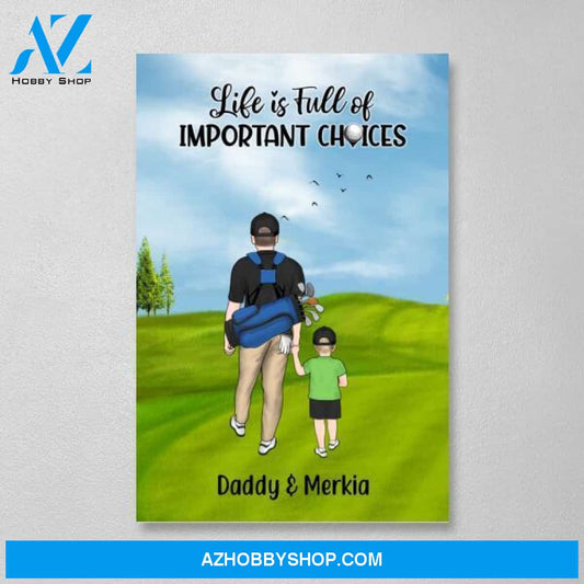 Personalized Canvas, Parents and Kids Golf Partners, Gift for Family and Golf Lovers