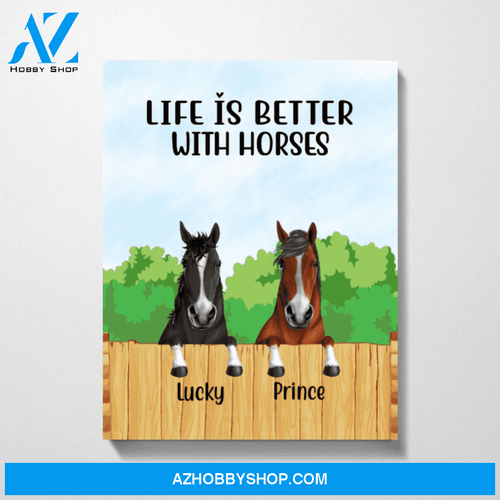 Personalized Canvas, Peeking Horses Funny, Custom Gift for Horses Lovers