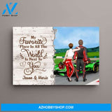 Personalized Canvas, Racing Couple, My Favorite Place In All The World Is Next To You, Gift For Racing Couples, Racing Fans