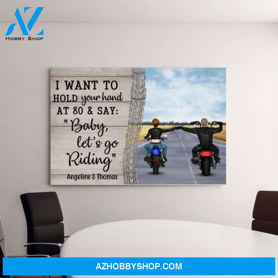 Personalized Canvas, Riding Couple Canvas Backview, Gifts For Motorcycle Riders