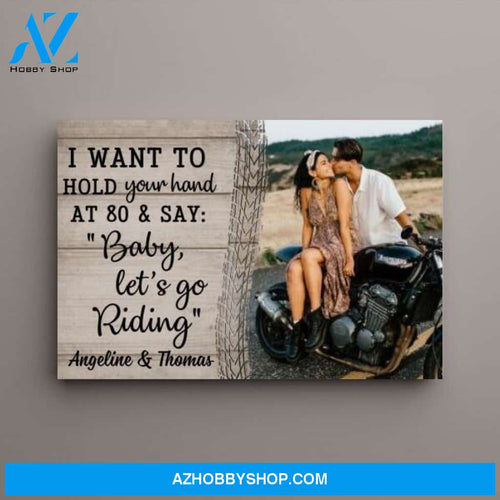 Personalized Canvas, Riding Couple Pictures, Photo Upload Gifts, Gift for Motorcycle Riders
