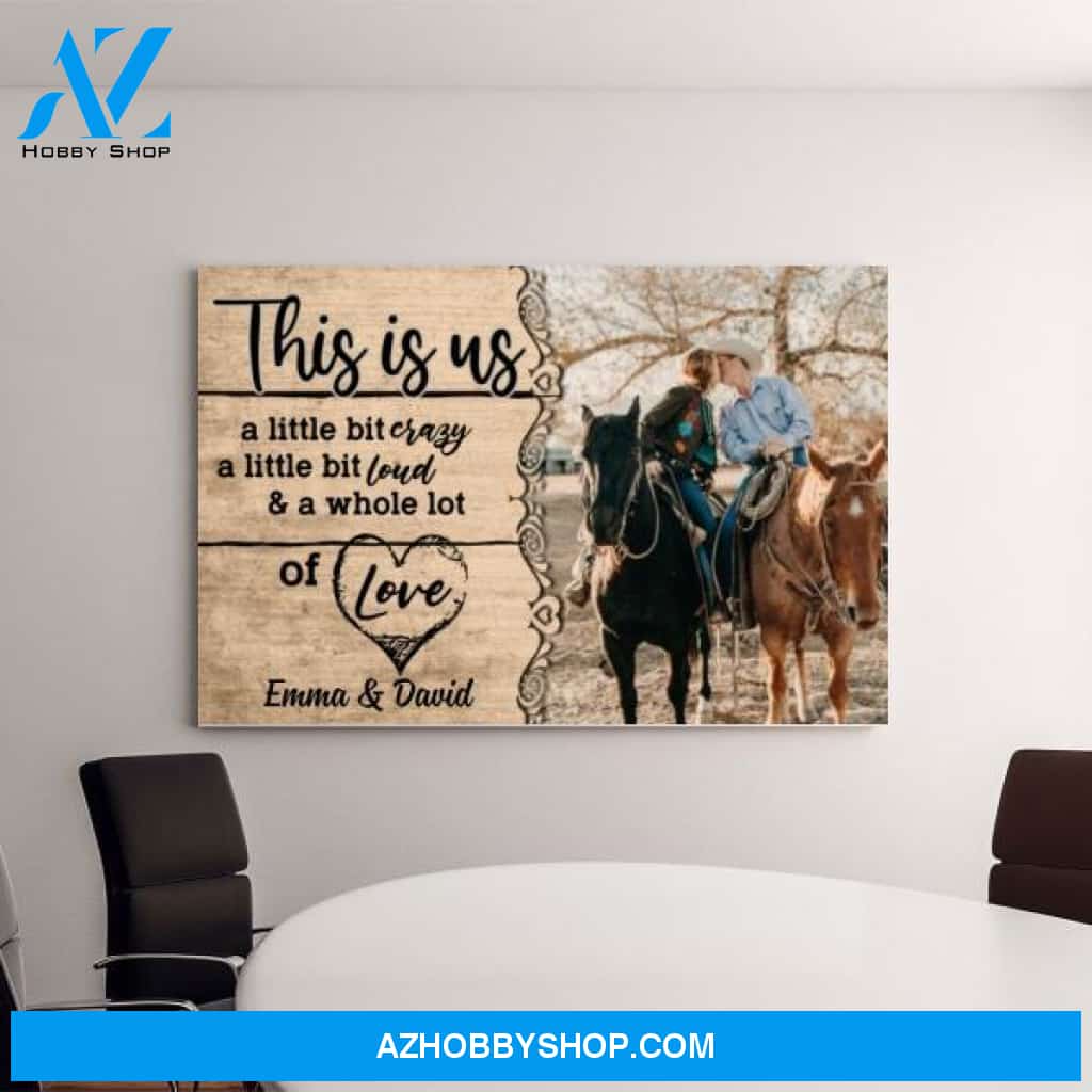 Personalized Canvas, Riding Horse Couple Picture, Gift for Couple and Horse Lovers