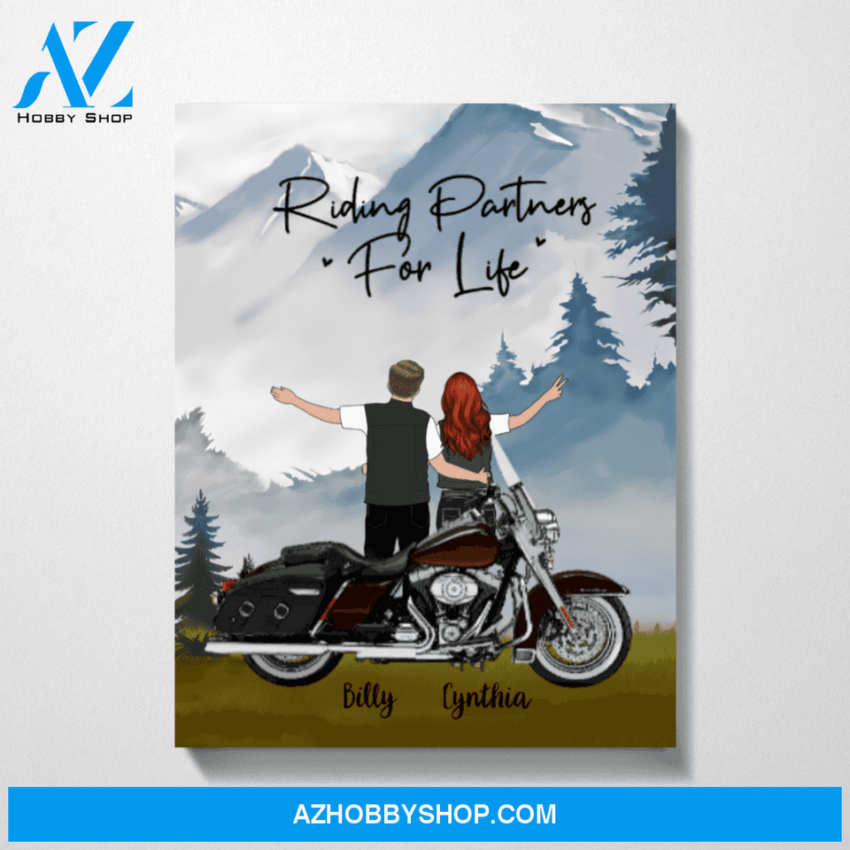 Personalized Canvas, Riding Partners for Life, Custom Gift for Motorcycle Lovers