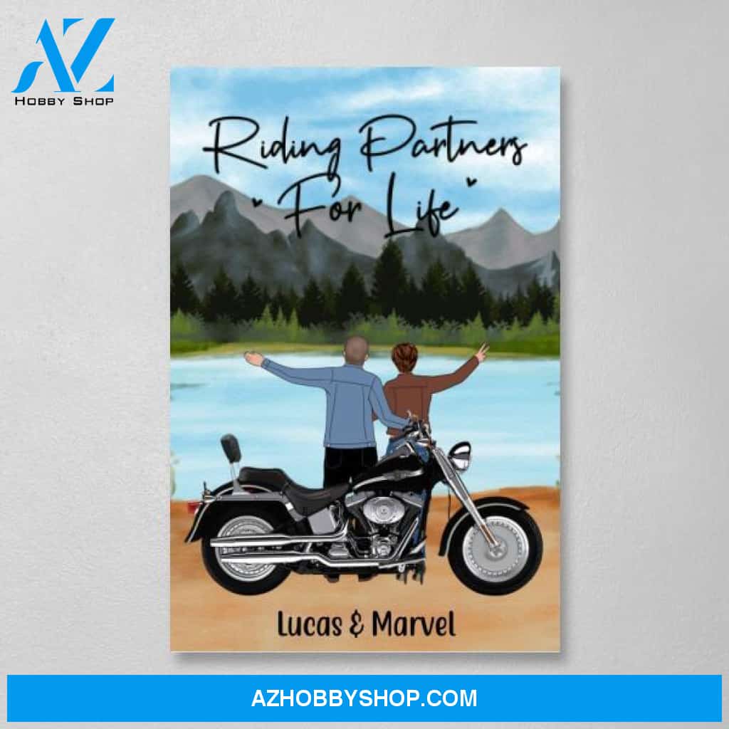 Personalized Canvas, Riding Partners for Life, Gift for Motorcycle Lovers