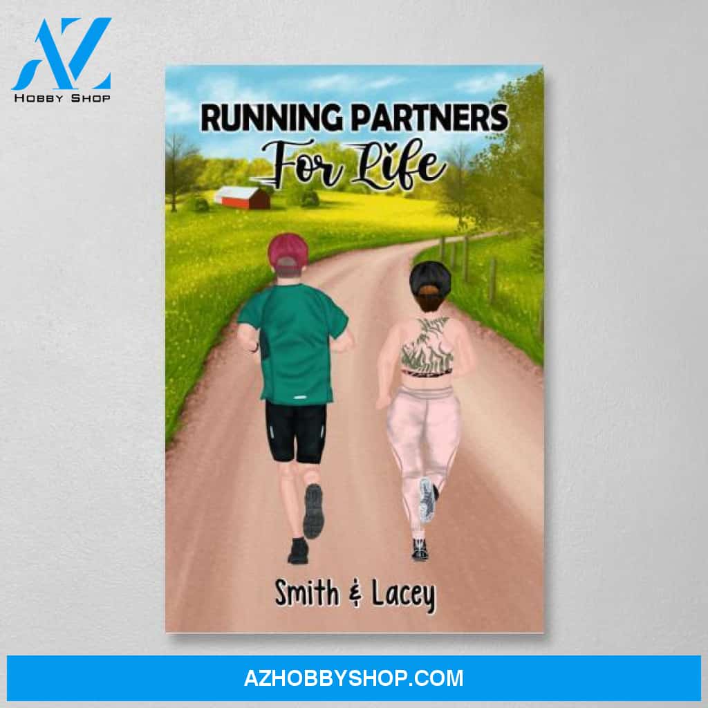 Personalized Canvas, Running Partners For Life, Gift For Running Couple And Friends