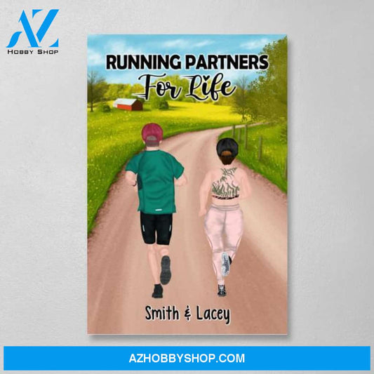Personalized Canvas, Running Partners For Life, Gift For Running Couple And Friends
