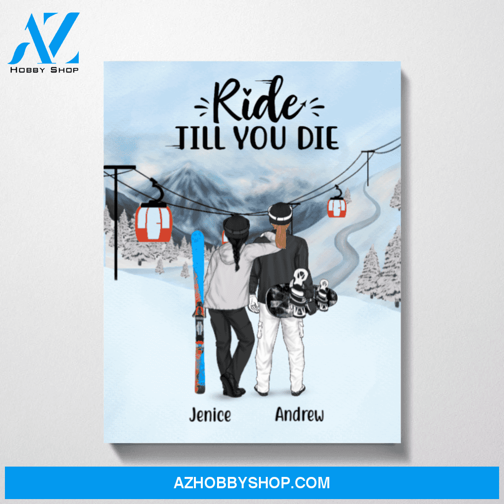 Personalized Canvas, Skiing and Snowboarding Partners, Custom Gifts for Skiers Snowboarders