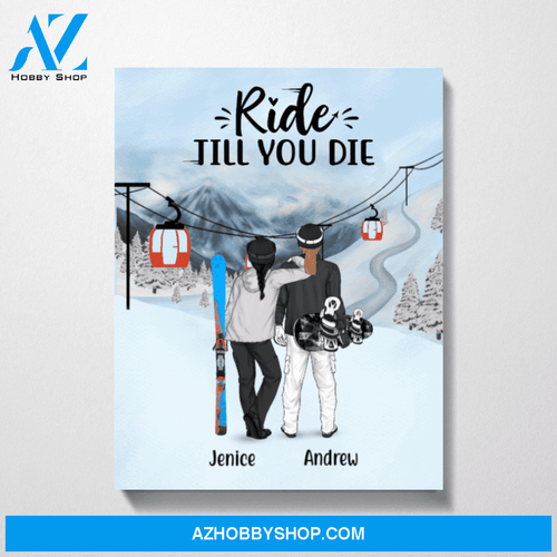 Personalized Canvas, Skiing and Snowboarding Partners, Custom Gifts for Skiers Snowboarders