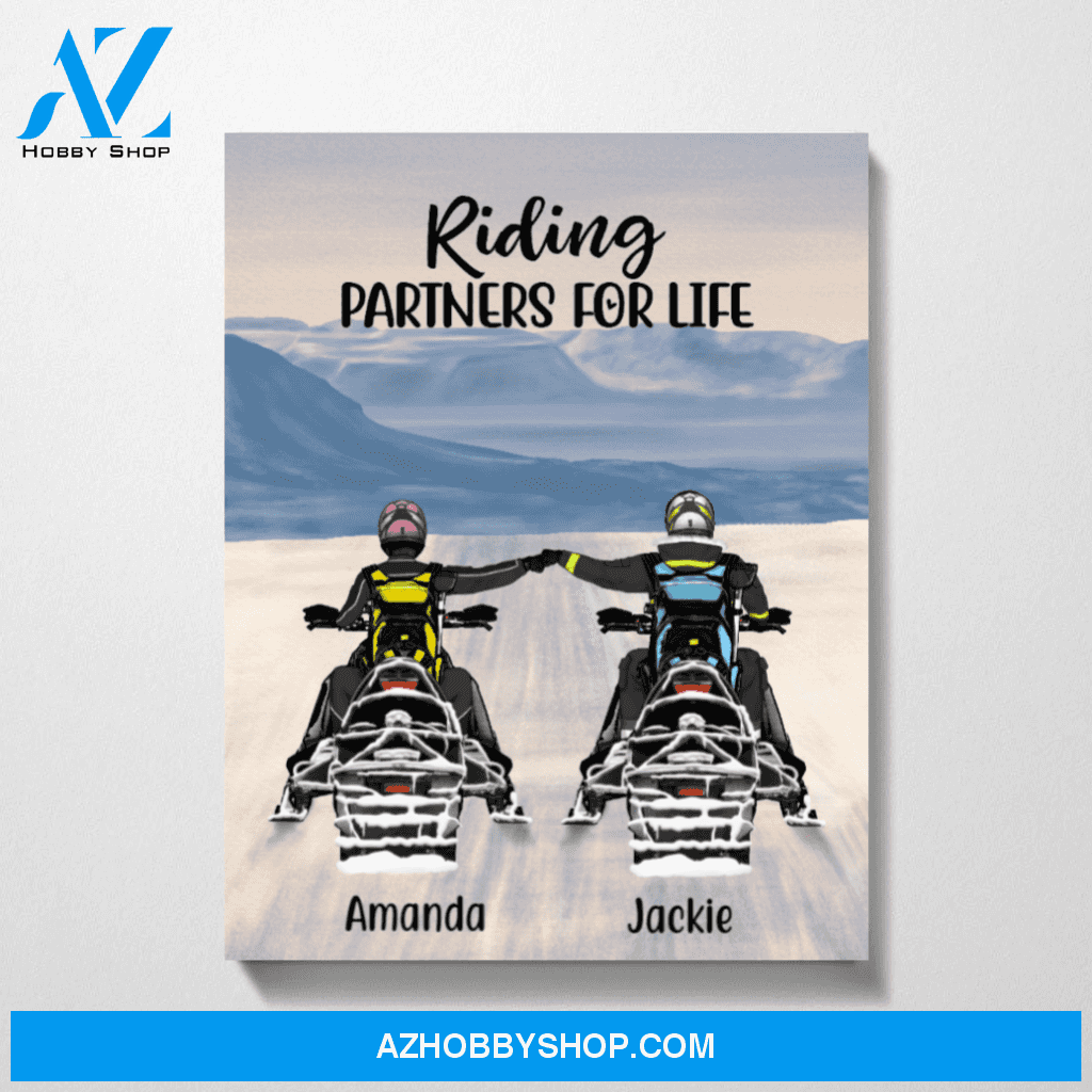 Personalized Canvas, Snowmobiling Couple, Gifts for Snowmobilers, Snowmobiling Gifts