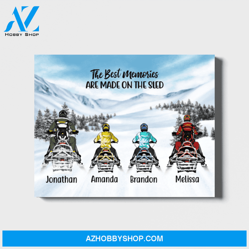 Personalized Canvas, Snowmobiling Parents and Kids, Custom Gift for Snowmobile Lovers