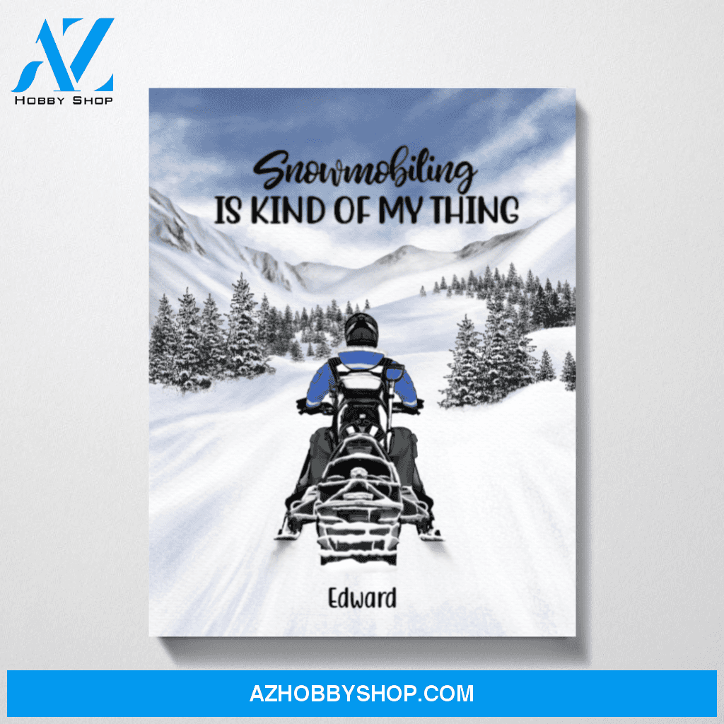 Personalized Canvas, Snowmobiling Solo, Custom Gift for Snowmobile Lovers