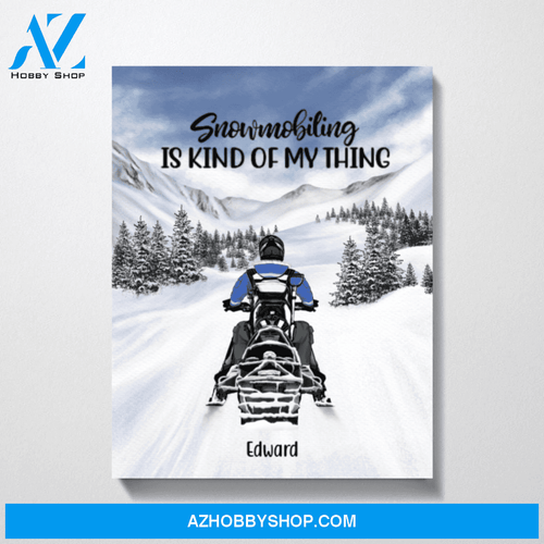 Personalized Canvas, Snowmobiling Solo, Custom Gift for Snowmobile Lovers