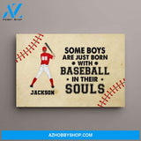 Personalized Canvas, Some Boys Are Just Born with Baseball In Their Souls, Gift for Baseball Sons, Grandsons