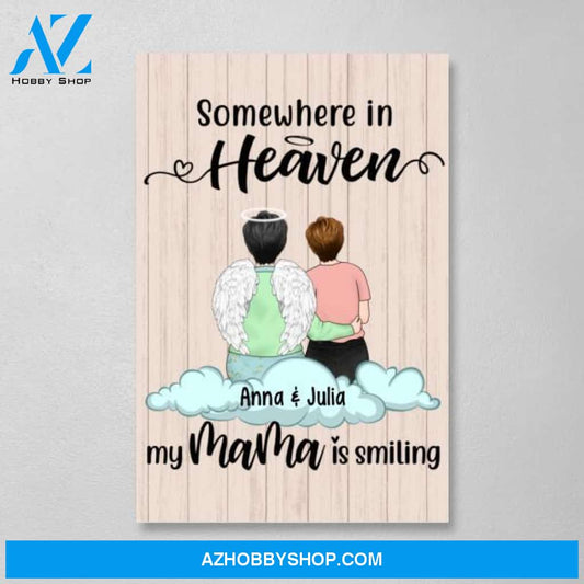 Personalized Canvas, Some Where In Heaven My Mama Is Smilling, Memorial Gifts for Loss Of Mother