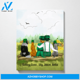 Personalized Canvas, St Patrick's Day Couple and Dogs, Custom Gift for Dog Lovers