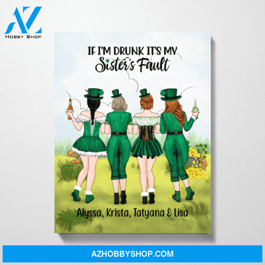 Personalized Canvas, St Patrick's Day Girls, Custom Gift for Sisters Best Friends