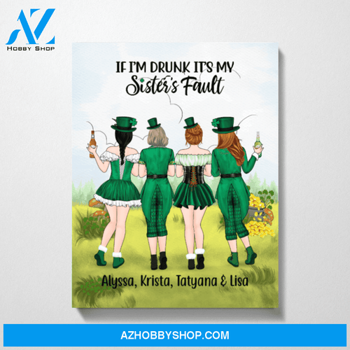 Personalized Canvas, St Patrick's Day Girls, Custom Gift for Sisters Best Friends