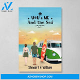 Personalized Canvas, Surfing Couple On The Beach, Gift for Beach and Surfing Lovers