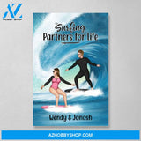 Personalized Canvas, Surfing Couple Sideview Gift for Surfers