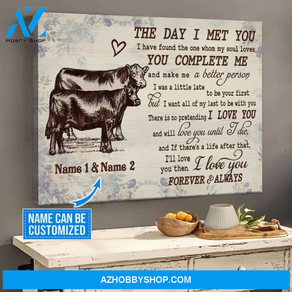 Personalized Canvas The Day I Met You Angus Cow - Wall Decor Visual Art