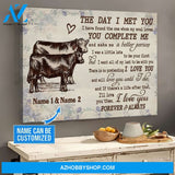 Personalized Canvas The Day I Met You Angus Cow - Wall Decor Visual Art