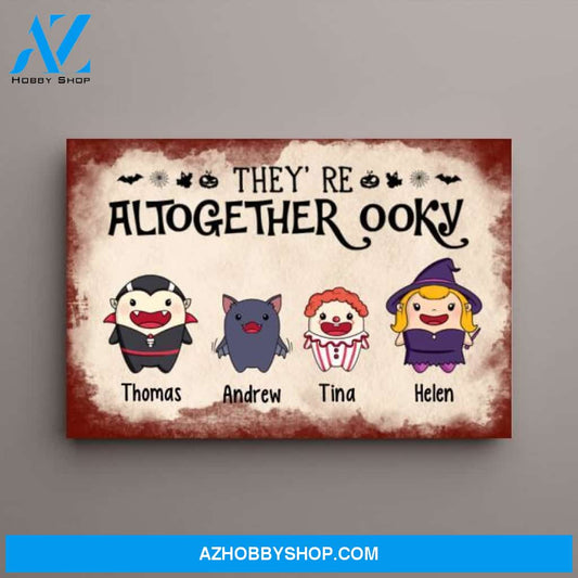 Personalized Canvas, They're Altogether Ooky, Cute Halloween Icon, Gifts for Halloween Family