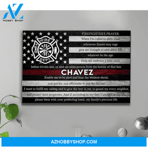 Personalized Canvas - Thin Red Line Flag - Firefighter Prayer - Ctm