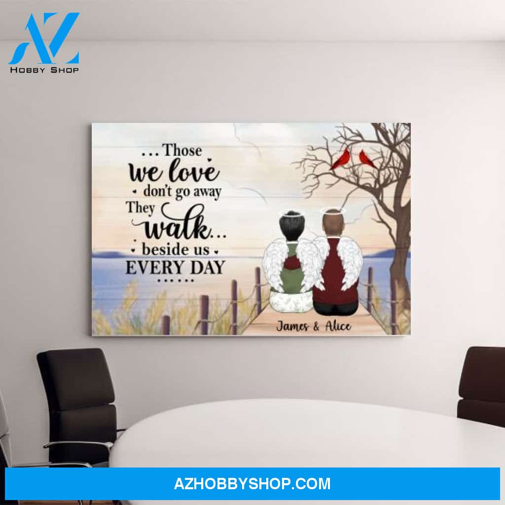 Personalized Canvas, Those We Love Don't Go Away, Old Couple, Memorial Gifts for Husband Loss, Wife Loss
