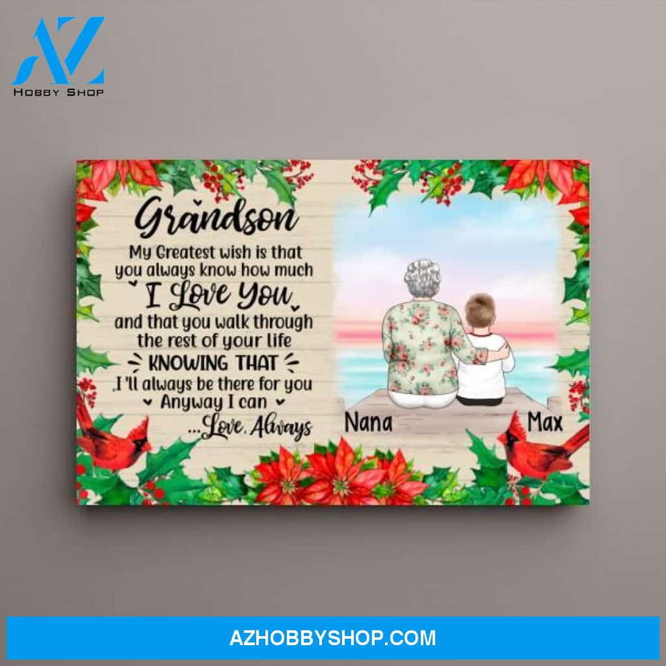 Personalized Canvas, To My Grandson, Christmas Gift for Grandson