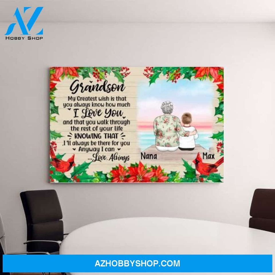 Personalized Canvas, To My Grandson, Christmas Gift for Grandson