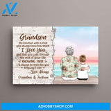 Personalized Canvas, To My Grandson, Grandma And Grandson Sitting, Christmas Gift For Grandson