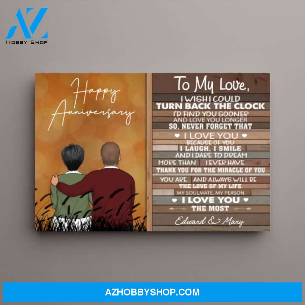 Personalized Canvas, To My Love Old Couple Sitting, Anniversary Gift, Gift for Couple, Parent